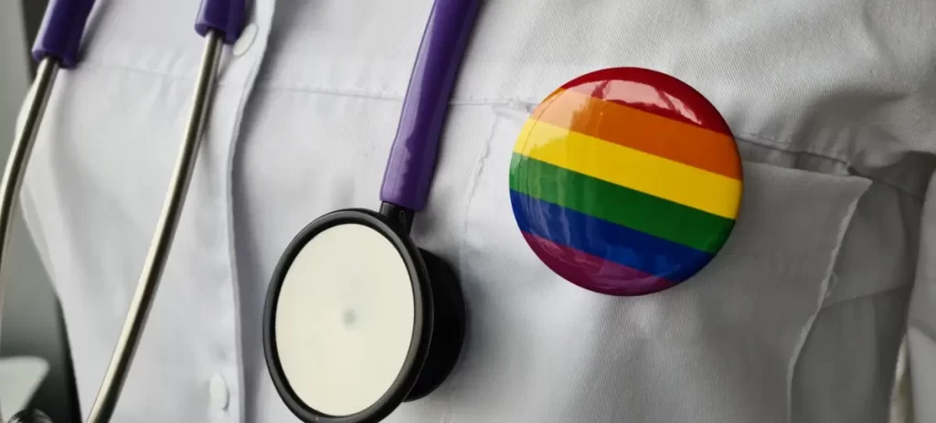 lgbt symbol stethoscope with rainbow icon