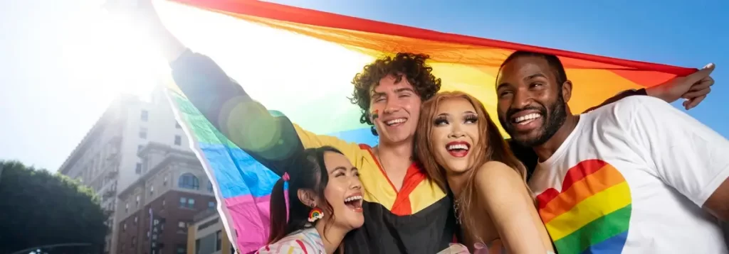 Group of people celebrating pride month