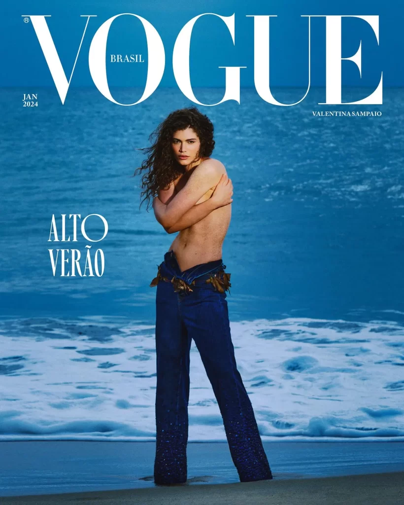 Valentina Sampaio model on Vogue Brasil's beach-themed cover.