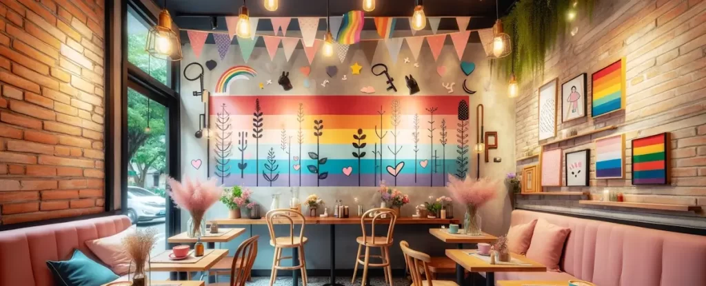 Illustration of a trans-friendly cafe