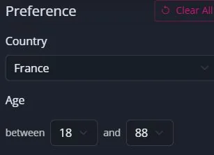 France im Länderfilter der Website