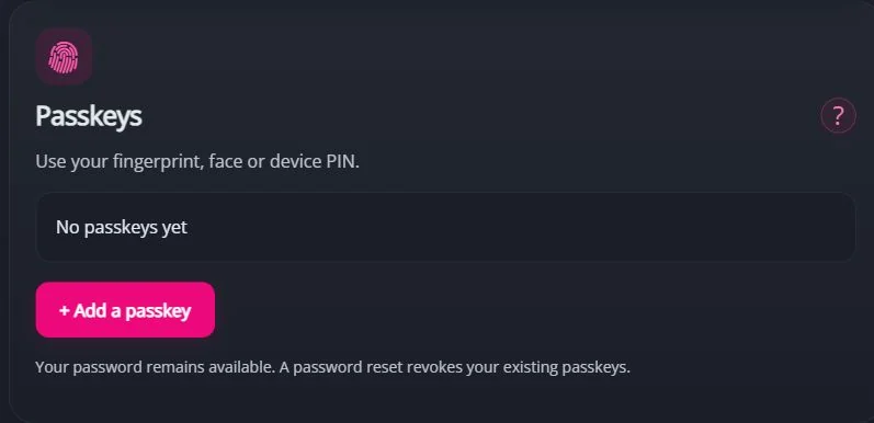 Comece em Adicionar passkey. — MyTransgenderCupid