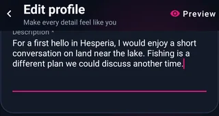 Illustrative profile draft — not a member statement — Hesperia — MyTransgenderCupid
