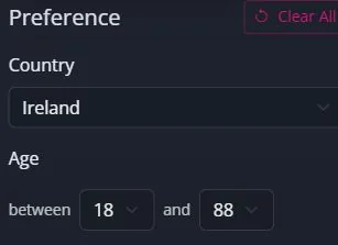 Ireland im Länderfilter der Website Ireland im Länderfilter der Website