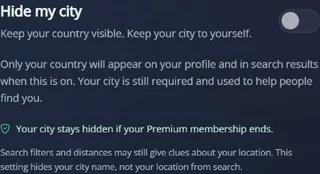 Hide my city : visibilité Premium — MyTransgenderCupid