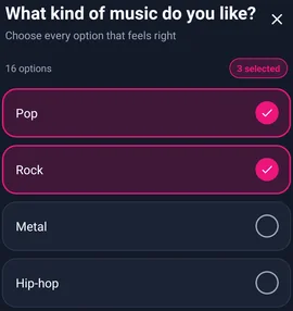 Elegir géneros musicales — MyTransgenderCupid