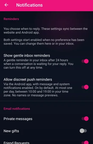 Android-Erinnerungen und E-Mail-Optionen Android-Erinnerungen und E-Mail-Optionen — MyTransgenderCupid