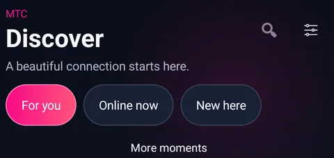 หน้า Discover ในแอป MTC Android ภาษาอังกฤษพร้อมสามมุมมอง