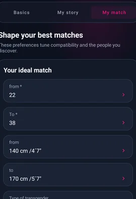 My match : préférences personnelles — MyTransgenderCupid