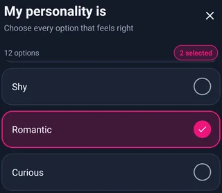 Opções de personalidade no Android — MyTransgenderCupid