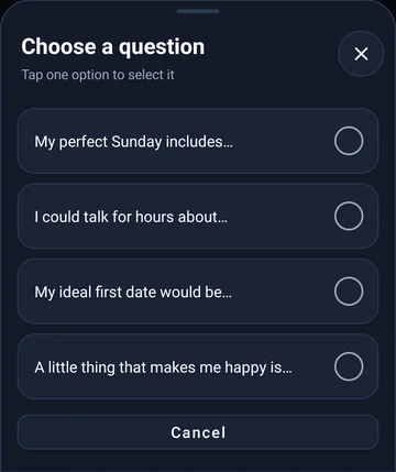 Preguntas personales en el perfil Android MTC
