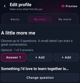 My story : questions facultatives et ajout My story : questions facultatives et ajout — MyTransgenderCupid