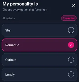 My story: personalidade e instruções de seleção — MyTransgenderCupid
