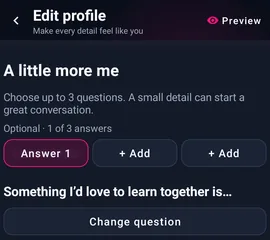 My Page → Edit profile → My story: perguntas opcionais — MyTransgenderCupid
