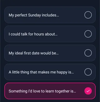 Escolher uma pergunta de perfil Escolher uma pergunta de perfil — MyTransgenderCupid
