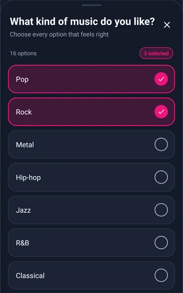 Musikvorlieben im Android-Profil