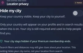 Privacy: Hide my city, Premium und Ortshinweise — MyTransgenderCupid